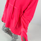 Casual lange hoodie met duimgat - neonroze