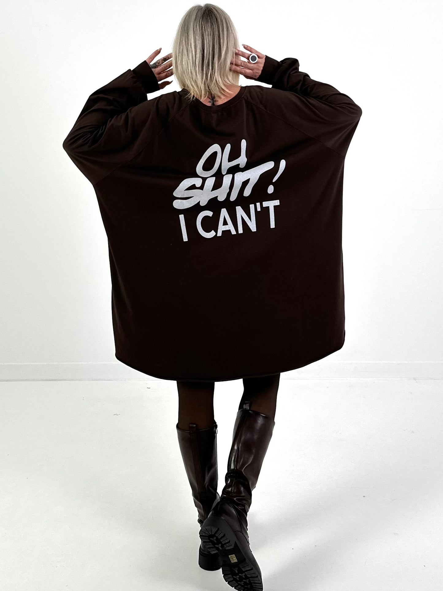 Oversized shirt model "KEEP CALM" - coffee