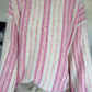 Gestreepte trui met trompetmouwen - beige-roze