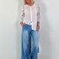 Blouse with floral crochet inserts - white