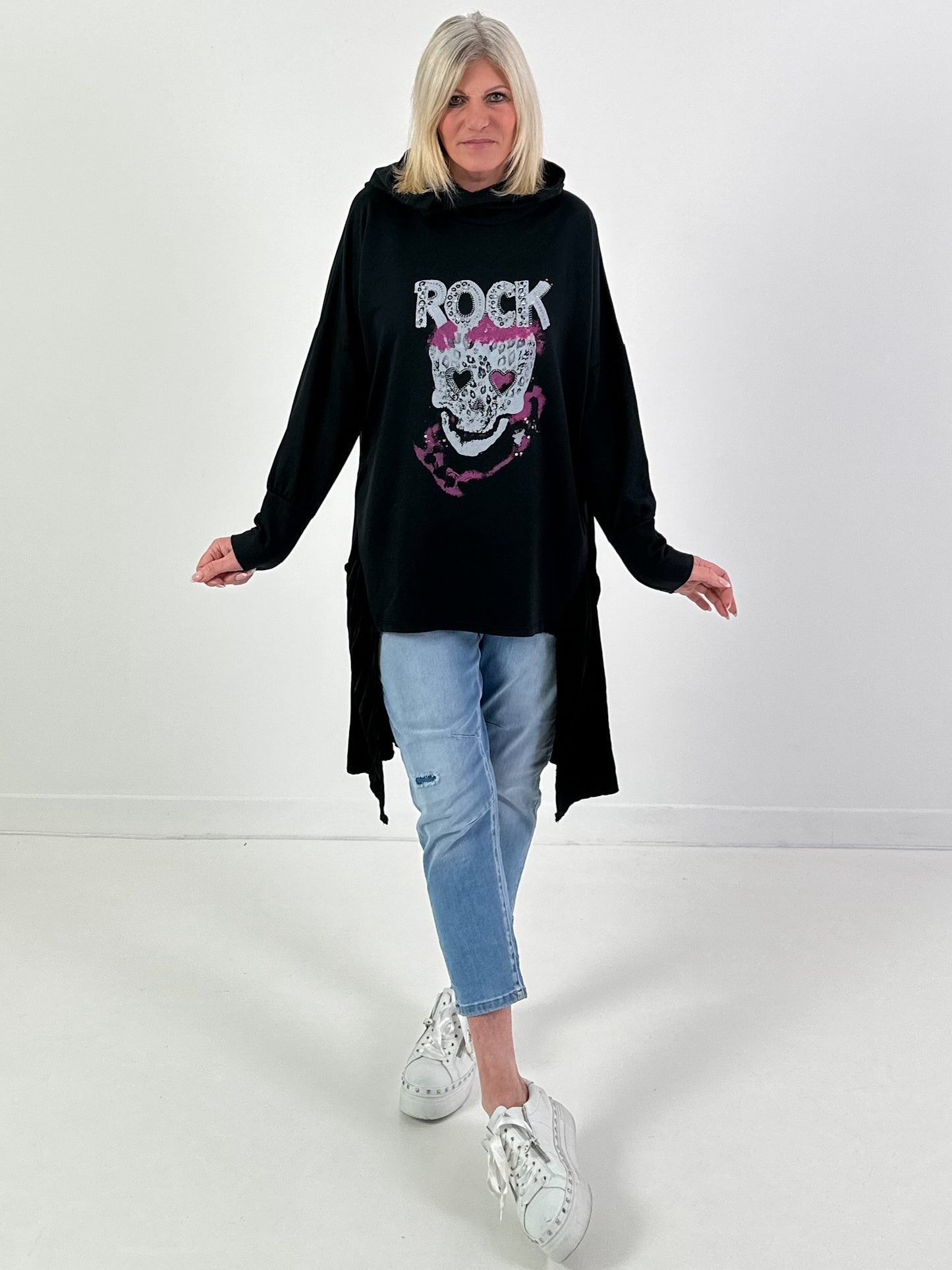 Hoodie model "Sparkle Skull" - zwart