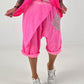 Kurze Leinen Baggy mit Überwurf und Paillettendetails - neonpink