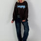 Sweatshirt with happy print - chocolate
