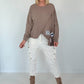 Sweater mit asymmetrischem Schnitt und Patches - taupe