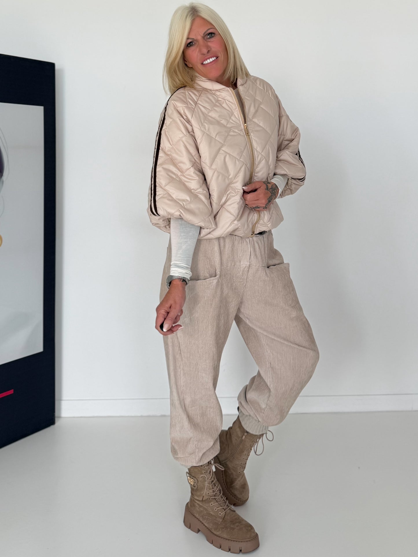 Weste mit Streifen - beige-mokka