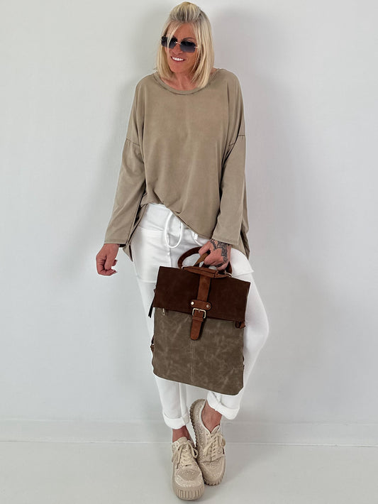 Oversized Shirt stone washed - taupe