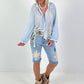 Boho Blouse with Elaborate Details - light blue