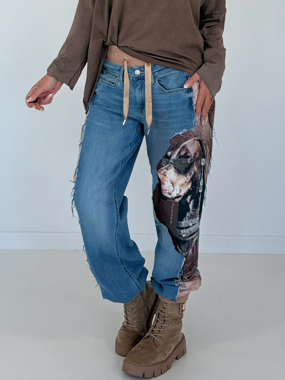 Jogg-Jeans im Used Look Dog - denim
