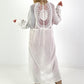 Linen Dress with Crochet Inserts - White