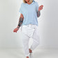 T-shirt met capuchon en strepenpatroon - lichtblauw-wit
