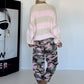 Cozy striped cardigan - beige-rose