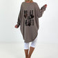 Oversized T-shirt with back print - taupe