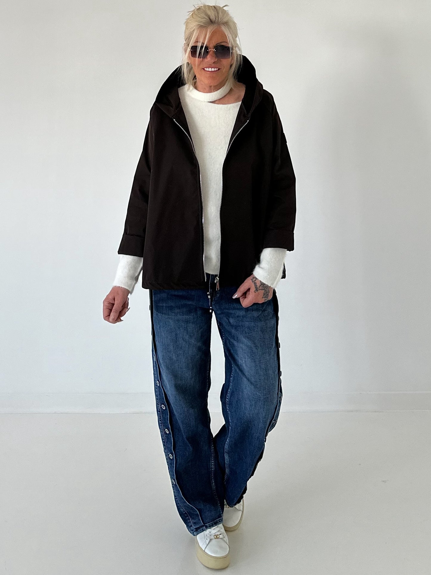 Lightweight hooded jacket - mocha