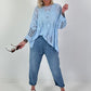 Häkelpullover mit Muster - hellblau