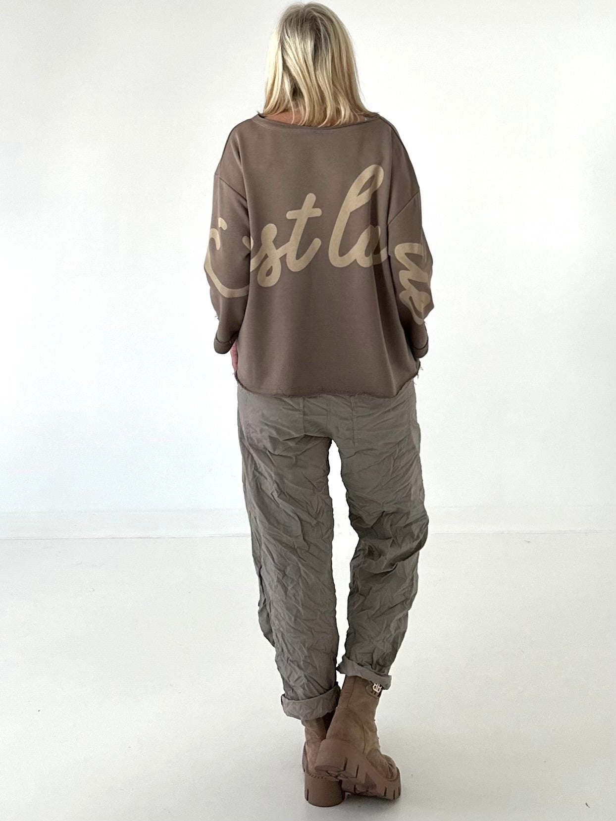 Sweater Cèst la vie - taupe