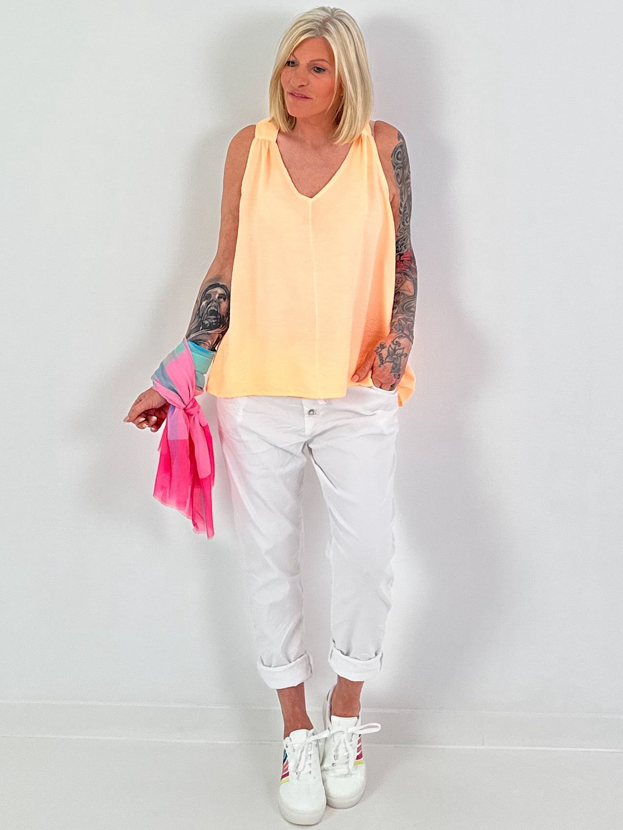 Top with open back - neon orange