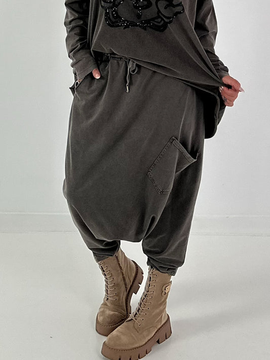Haremhose mit aufgesetzter Tasche - anthrazit