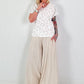 Fine-knit T-shirt Leo - white-beige