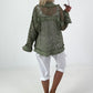 Jeansjacke mit floralem Netzeinsatz - khaki ( lieferbar ab 26.05.26))
