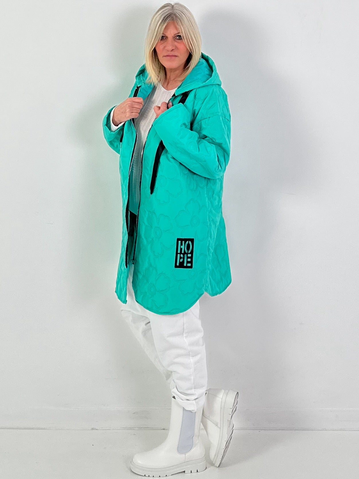 Mantel Modell "Flower Hope" - türkis