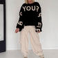 Sweater mit Strickeinsätzen - schwarz