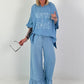 Oversized Hooded Denim Shirt - Light Blue