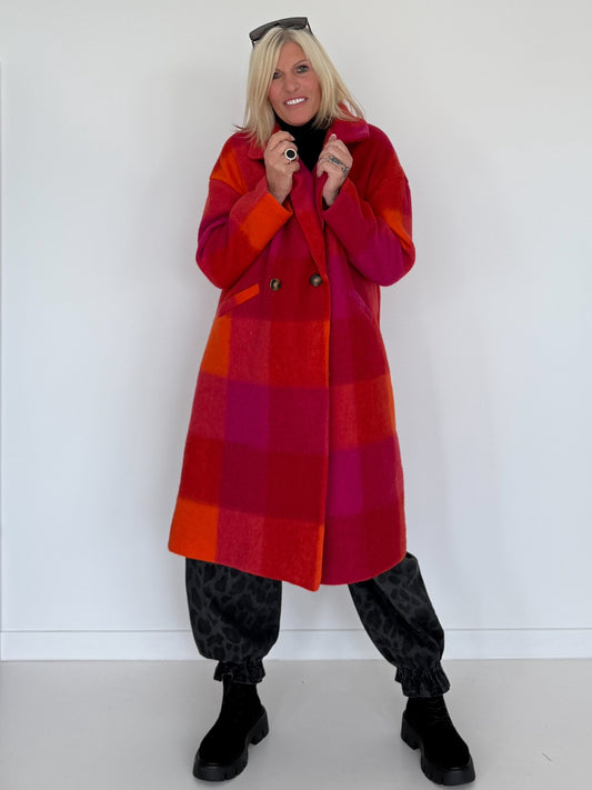 Mantel im Color-Block-Muster - mehrfarbig