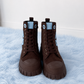 High-top sneakers in suede look with rhinestones - mocha