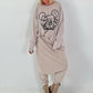 Oversized Sweater mit Paillettenprint - beige