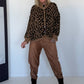 Strickjacke im Leo-Style - camel-schwarz