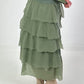 Long skirt with flounces - khaki