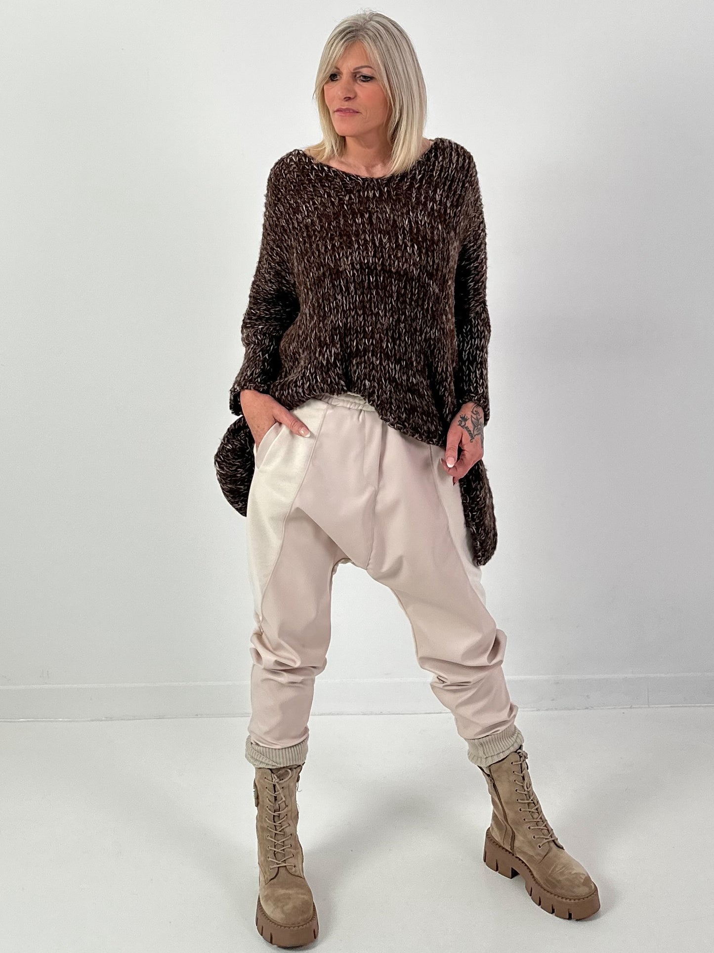 Baggy trousers model "Love Duo" - beige