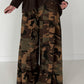 Palazzo sweatpants in camouflage look - mocha-multicolored