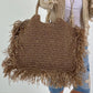 Large crochet bag with Lurex - taupe-gold