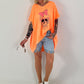 Oversized Shirt Skull - neonorange