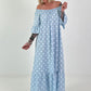 Carmen Sommerkleid mit Tupfen - hellblau