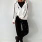 Stylische Sweatshirt Jacke mit großem Rückenpatch Dog - weiss