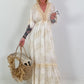 Boho dress with all-over pattern and crochet details - white
