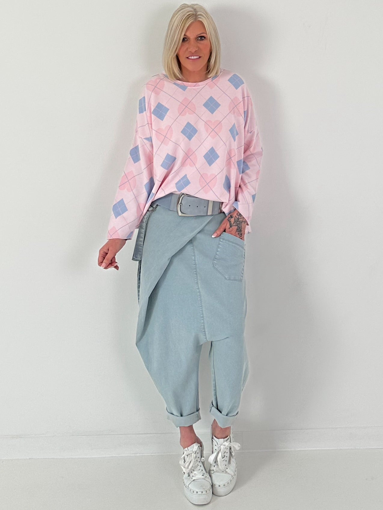 Sweater diamond/heart - pink