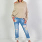 Trui met beenwarmers, model "Fluid Form" - beige