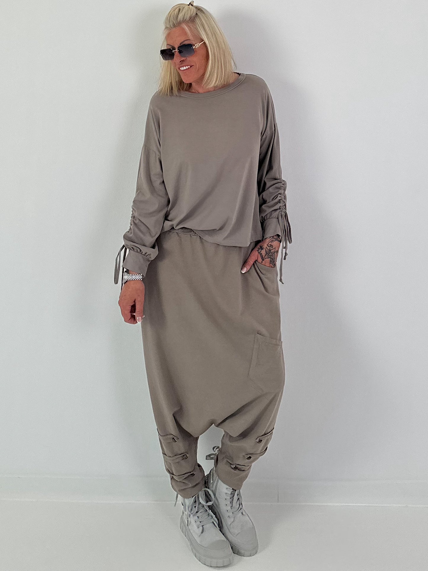 Shirred Shirt - Taupe