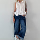 Ärmellose Bluse mit Volants  - weiss