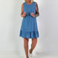Light denim dress with flounce - blue
