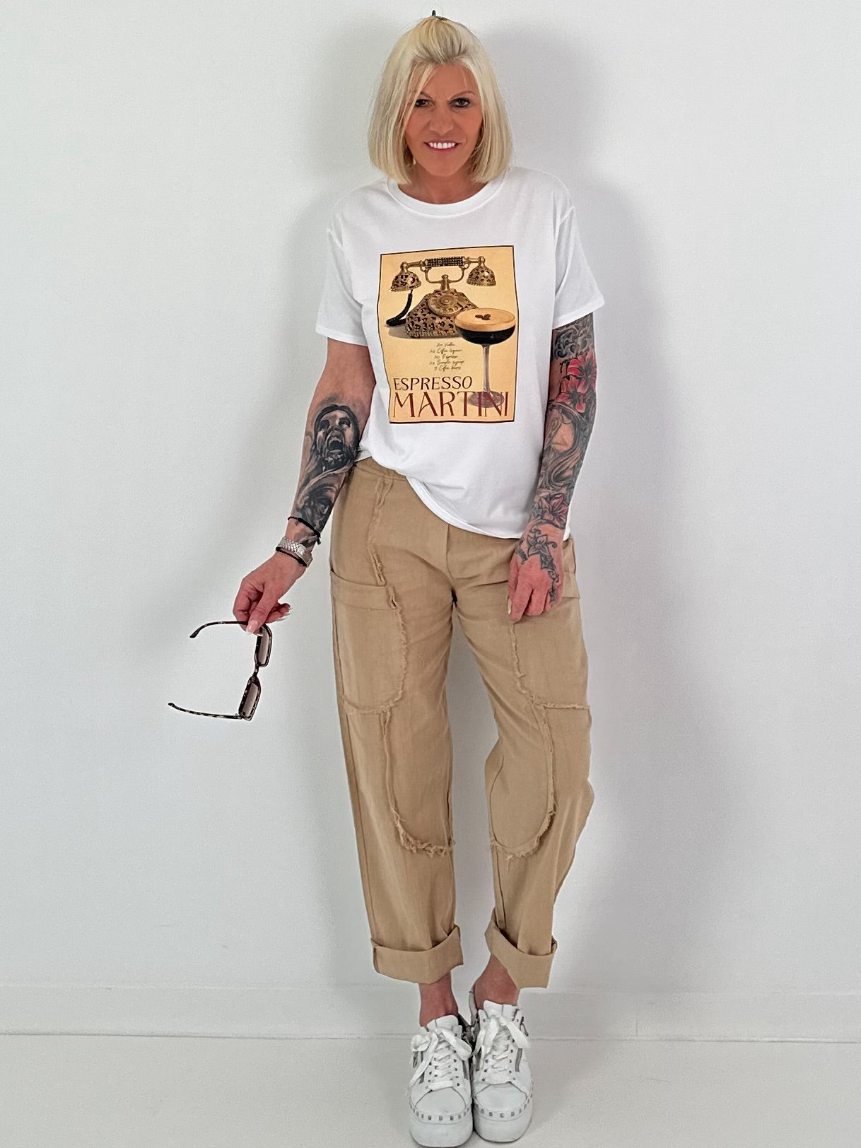 T-Shirt Espresso - white