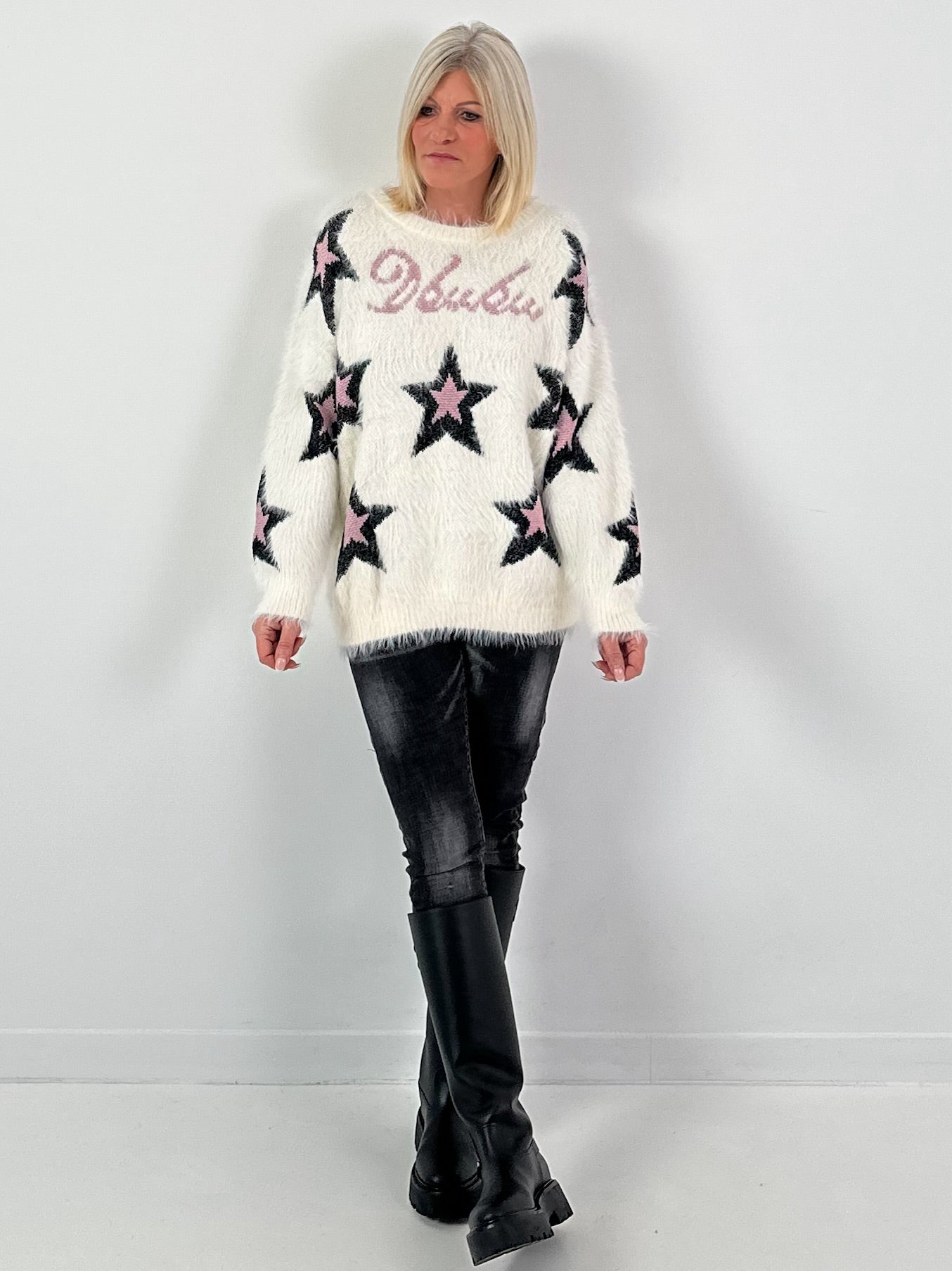 Sweater model "Star Script" - ecru