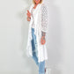 Lace coat in a material mix - white