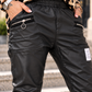 Vegane Leder-Baggy mit Patch - schwarz