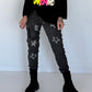 Hose im Materialmix - used-black