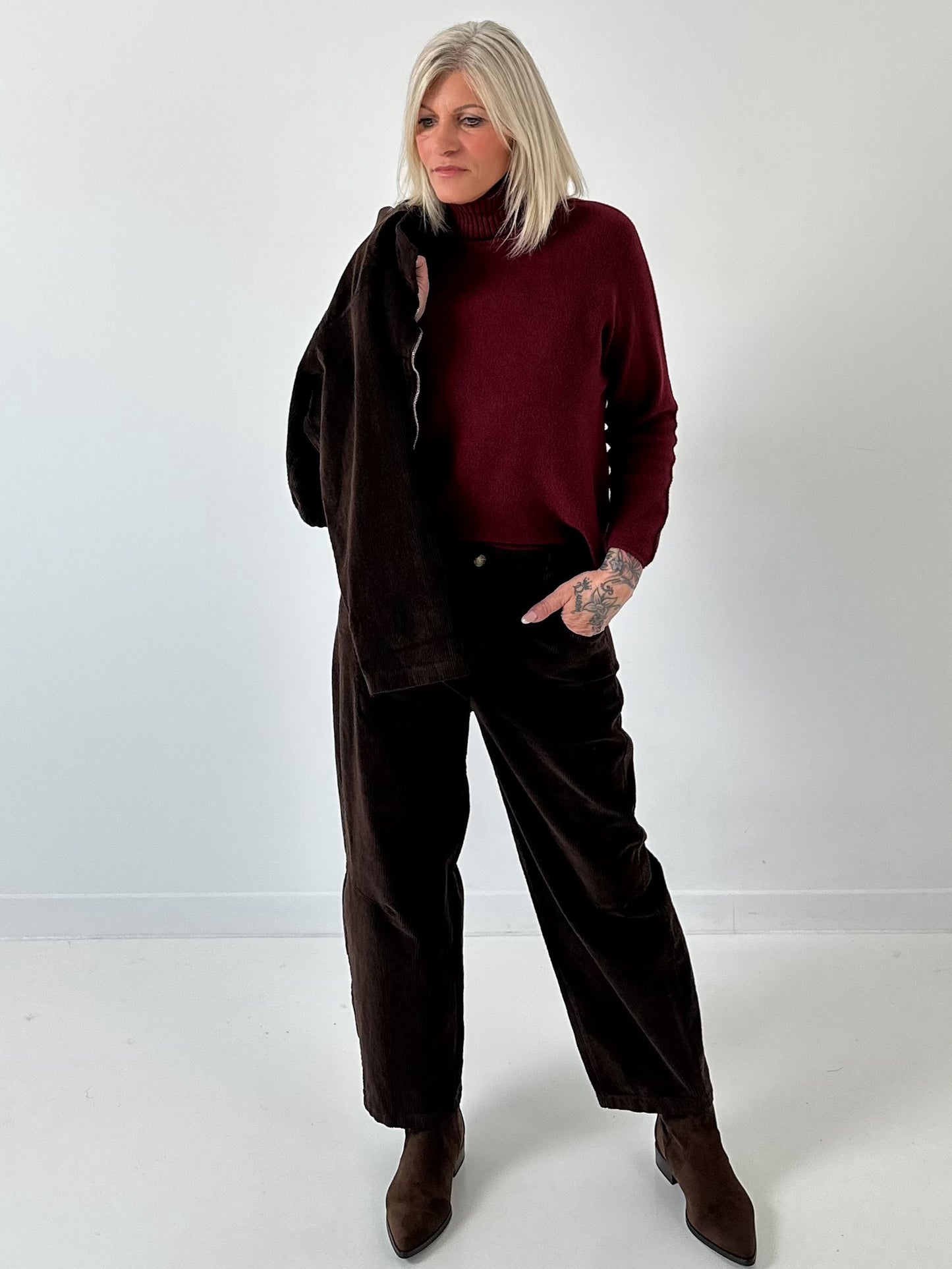 Wijde corduroy broek "Sarandra" - chocolade