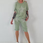T-Shirt mit Häkelstern-Nieten-Cut-Outs - khaki